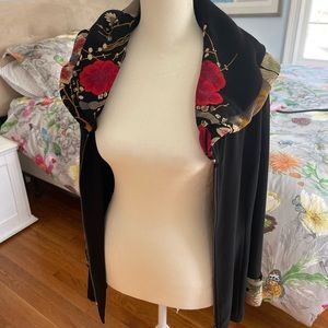 Beautiful Joseph Ribkoff black zipper jacket flower details